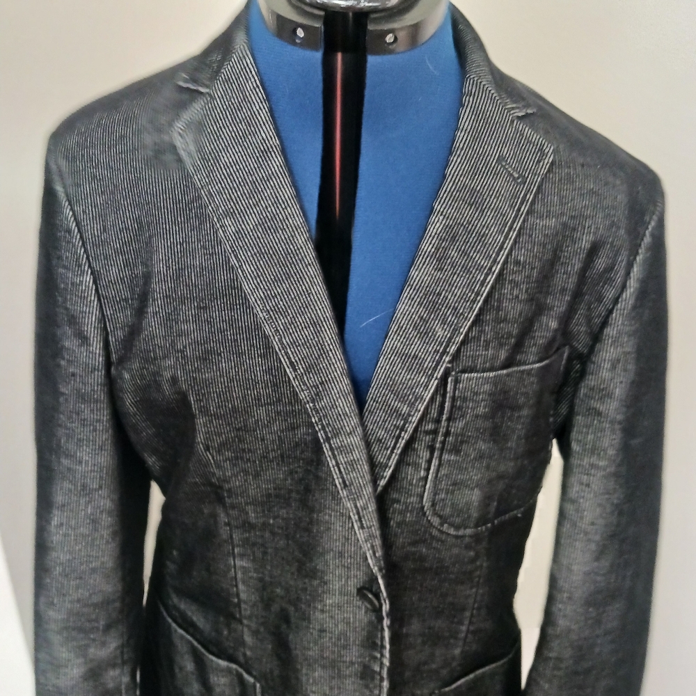 James Campbell Suit Jacket Blazer Black Corduroy Large *